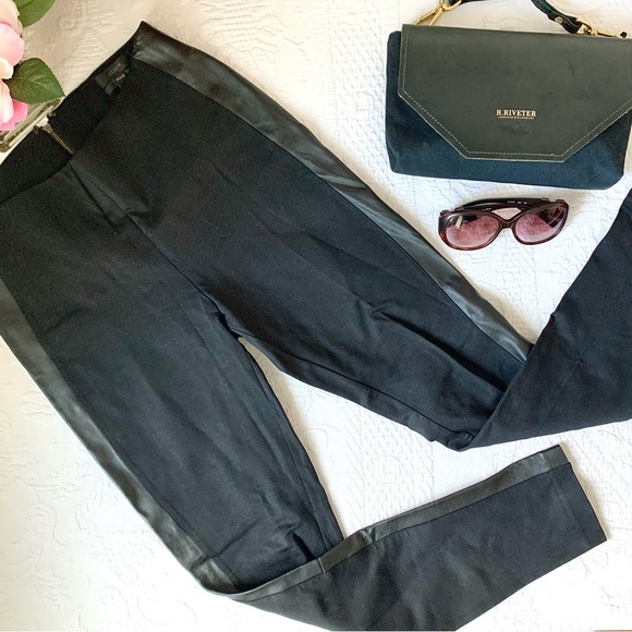 J Crew Leather Stripe Pixie Pant Black - Picture 3 of 15